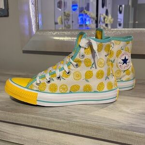 Vibrant Yellow and Teal Women's Athletic High-Tops